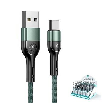 USAMS Flettet kabel U55 2A USB-C 1 stk. til U55 sæt, grøn 1m SJ449USBSG02 (US-SJ449)