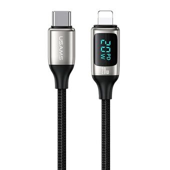 USAMS U78 USB-C til Lightning LED 1,2m 20W PD Fast Charge kabel hvid/hvid SJ545USB02 (US-SJ545)