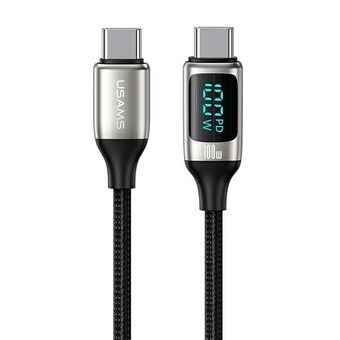 USAMS U78 USB-C til USB-C LED 1,2m 100W Hurtigopladningskabel hvid/hvid SJ546USB02 (US-SJ546)