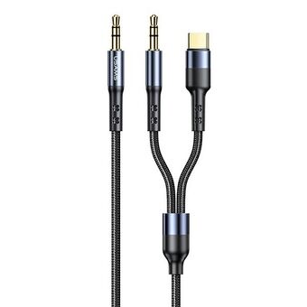 USAMS flettet kabel 2-i-1 1,2 m hurtig opladning (USB-C / jack 3,5 mm til jack 3,5 mm) SJ555YP01 (US-SJ555)