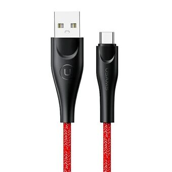 USAMS Flettet kabel U41 USB-C 1m 2A rød/rød SJ392USB02 (US-SJ392) Hurtig opladning