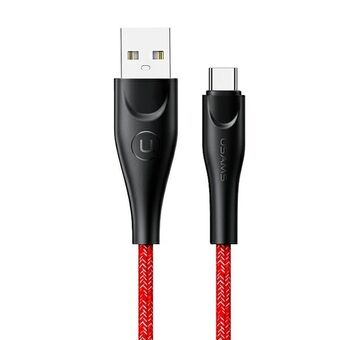 USAMS U41 USB-C flettet kabel 3m 2A rød / rød SJ398USB02 (US-SJ398) Hurtig opladning