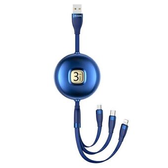 USAMS Kabel U69 3i1 1m blå/blå (lyn/microUSB/USB-C) SJ508USB02 (US-SJ508)