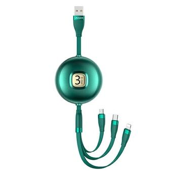 USAMS Kabel U69 3i1 1m grøn/grøn (lyn/microUSB/USB-C) SJ508USB03 (US-SJ508)