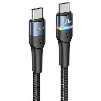 USAMS Kabel flechten U76 USB-C til USB-C 100W PD Hurtig opladning 1,2m sort SJ537USB01 (US-SJ537)