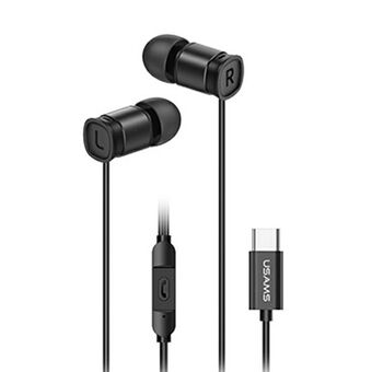 USAMS Stereo Headphones EP-46 USB-C Black 1.2m HSEP4603