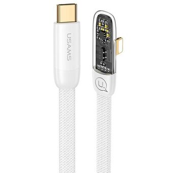 USAMS vinklet kabel USB-C til Lightning PD 20W Hurtigopladning Iceflake Series 1,2m hvid/hvid SJ583USB02 (US-SJ583)