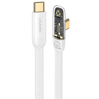 USAMS vinklet kabel USB-C til USB-C PD 100W Hurtigopladning Iceflake Series 1,2 m hvid/hvid SJ584USB02 (US-SJ584)