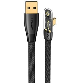 USAMS vinklet kabel USB til USB-C PD 6A 66W Hurtigopladning Iceflake Series 1,2m sort/sort SJ585USB01 (US-SJ585)