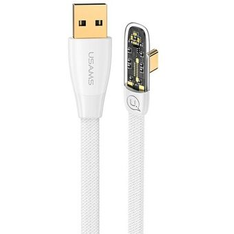 USAMS vinklet kabel USB til USB-C PD 6A 66W Hurtigopladning Iceflake Series 1,2m hvid/hvid SJ585USB02 (US-SJ585)