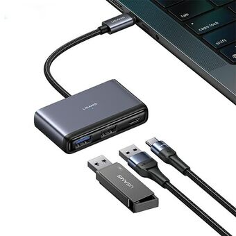 USAMS Adapter HUB 5w1 USB 2.0/USB 3.0/USB-C/TF/SD grå/mørkegrå SJ628HUB01 (US-SJ628)