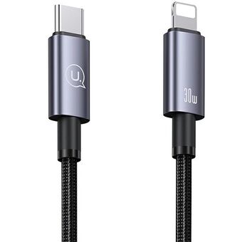 USAMS Kabel USB-C til Lightning 30W 0,25m Hurtig opladning, stål/mørk (US-SJ679)