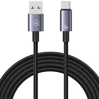 USAMS Kabel USB til USB-C 3A 2m Hurtig Opladning Stål/Misfarvet SJ666USB01 (US-SJ666)