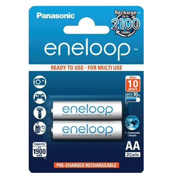 Panasonic Eneloop AA / R06 Genopladelige Batterier 1900 mAh - 2 stk