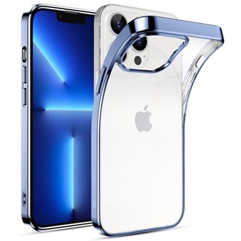 iPhone 13 Pro Max - Gennemsigtigt cover med blå metallisk kant