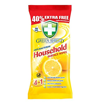 Green Shield Anti Bacterial Household Surface Wipes - 70 stk.