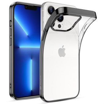 iPhone 13 Pro Max - Transparent Cover med Sort Metallisk Kant
