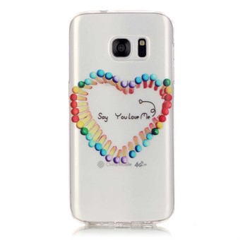 Stylish transparent Samsung Galaxy S7 Edge silikone cover Rainbow-colored Heart