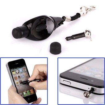 Multifunktions mini strap touch pen (Sort)
