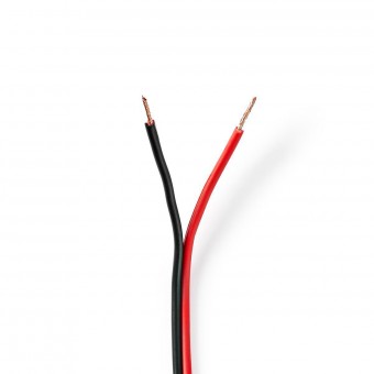 Højtaler Kabel | 2x 0.75 mm² | Kobber | 25.0 m | Runde | PVC | Rød / Sort | Rulle