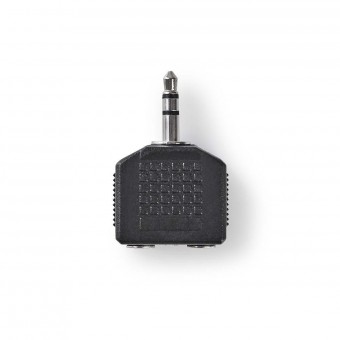 Stereo Audio Adapter | 3.5 mm Hanstik | 2 x 3.5 mm Hunstik | Nikkelplateret | Lige | ABS | Sort | 1 stk. | Box
