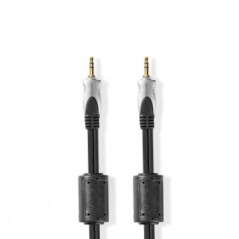 Stereo Audio kabel | 3.5 mm Hanstik | 3.5 mm Hanstik | Guldplateret | 10.0 m | Runde | Antracit | Plastikæske