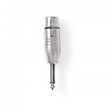XLR adapter | XLR 3-Pin Hun | 6.35 mm Hanstik | Nikkelplateret | Lige | Metal | Sølv | 10 stk. | Plastikpose