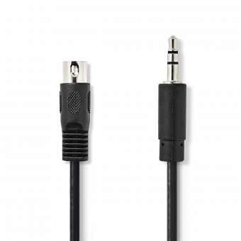 DIN Audio kabel | DIN 5-Pin Han | 3.5 mm Hanstik | Nikkelplateret | 2.00 m | Runde | PVC | Sort | Plastikpose