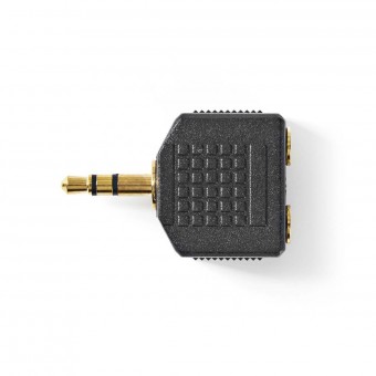 Stereo Audio Adapter | 3.5 mm Hanstik | 2 x 3.5 mm Hunstik | Guldplateret | Lige | ABS | Sort | 10 stk. | Plastikpose