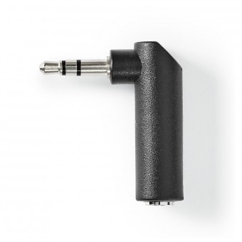Stereo Audio Adapter | 3.5 mm Hanstik | 3.5 mm Hunstik | Nikkelplateret | Vinkel 90° | Metal | Sort | 10 stk. | Plastikpose