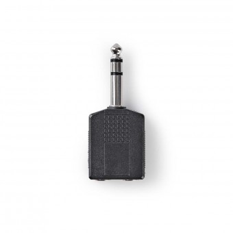Stereo Audio Adapter | 6.35 mm Hanstik | 2x 6.35 mm Hunstik | Nikkelplateret | Lige | ABS | Sort | 10 stk. | Plastikpose