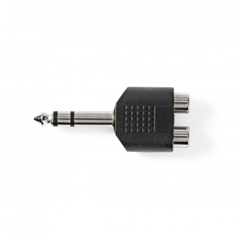 Stereo Audio Adapter | 6.35 mm Hanstik | 2x RCA Hun | Nikkelplateret | Lige | ABS | Sort | 10 stk. | Plastikpose