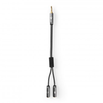 Stereo Audio kabel | 3.5 mm Hanstik | 2 x 3.5 mm Hunstik | Guldplateret | 0.20 m | Runde | Grå / Gun Metal Grå | Cover Window Box