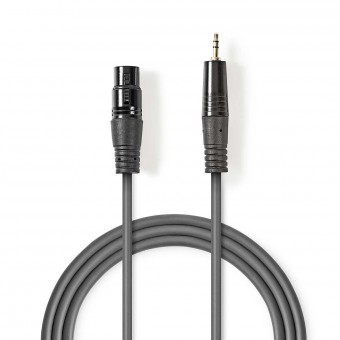 Balanceret Audio kabel | XLR 3-Pin Hun | 3.5 mm Hanstik | Nikkelplateret | 1.00 m | Runde | PVC | Mørkegrå | Kartonhylster