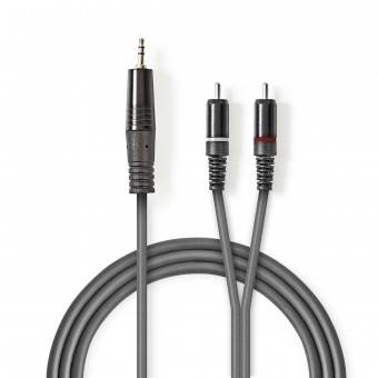 Stereo Audio kabel | 3.5 mm Hanstik | 2x RCA Hanstik | Nikkelplateret | 3.00 m | Runde | Mørkegrå | Kartonhylster