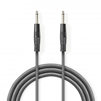 Mono Audio kabel | 6.35 mm Hanstik | 6.35 mm Hanstik | Nikkelplateret | 3.00 m | Runde | PVC