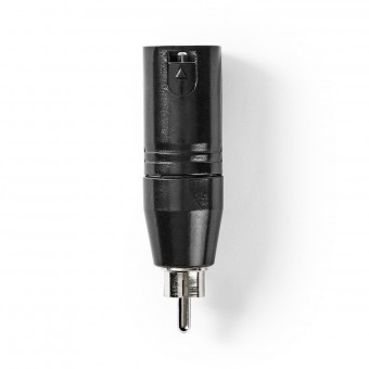 XLR adapter | XLR 3-Pin Han | RCA Hanstik | Nikkelplateret | Lige | Metal | Sort | 1 stk. | Plastikpose
