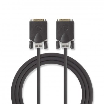 DVI-kabel | DVI-D 24 + 1-pin han | DVI-D 24 + 1-pin han | 2560x1600 | Guldplateret | 2.00 m | PVC | Antracit | Blister