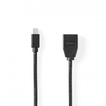 Mini DisplayPort kabel | DisplayPort 1.4 | Mini DisplayPort han | DisplayPort Hun | 48 Gbps | Nikkelplateret | 0.20 m | Runde | PVC | Sort | Blister