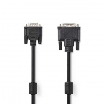 DVI-kabel | DVI-A 12+5-Pin Han | VGA Han | 1024x768 | Nikkelplateret | 2.00 m | Lige | PVC | Sort | Plastikpose