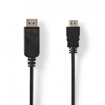 Displayport kabel | DisplayPort Han | HDMI™ Han | 4K@30Hz | Nikkelplateret | 2.00 m | Runde | PVC | Sort | Mærke