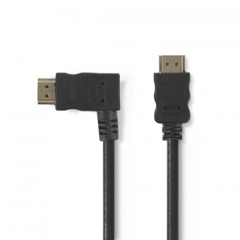 High Speed ​​HDMI ™ kabel med Ethernet | Venstre Hooked HDMI ™ stik | HDMI™ Stik | 4K@30Hz | 10.2 Gbps | 1.50 m | Runde | PVC | Sort | Plastikpose
