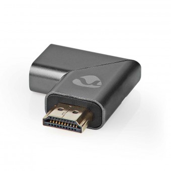 HDMI™ Adapter | HDMI™ Han / HDMI™ Stik | HDMI ™ -udgang / HDMI™ Hun | Guldplateret | Vinkel Venstre | Aluminium | Gun Metal Grå | 1 stk. | Cover Window Box