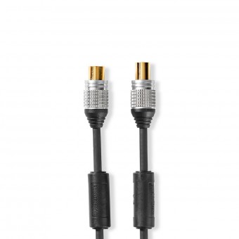 Coax Cable | IEC (Coax) han | IEC (Coax) Hun | Guldplateret | 75 Ohm | Dobbelt afskærmet | 10.0 m | Runde | PVC | Antracit | Plastikæske