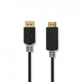 Displayport kabel | DisplayPort Han | HDMI™ Stik | 4K@30Hz | Guldplateret | 1.00 m | Runde | PVC | Antracit | Box