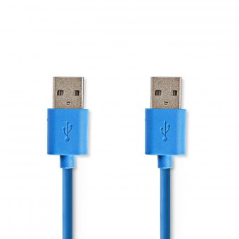 USB-kabel | USB 3.2 Gen 1 | USB-A han | USB-A han | 5 Gbps | Nikkelplateret | 1.00 m | Runde | PVC | Blå | Plastikpose