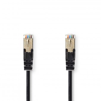 Cat 5e kabel | SF/UTP | RJ45 Han | RJ45 Han | 0.30 m | Runde | PVC | Sort | Plastikpose