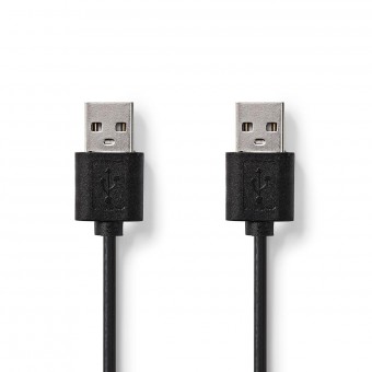 USB-kabel | USB 2.0 | USB-A han | USB-A han | 480 Mbps | Nikkelplateret | 2.00 m | Runde | PVC | Sort | Mærke