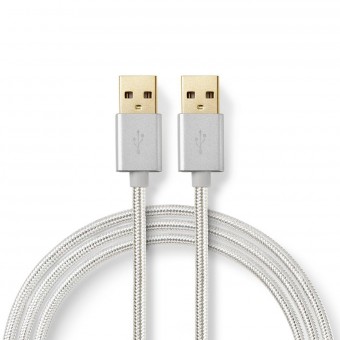 USB-kabel | USB 2.0 | USB-A han | USB-A han | 480 Mbps | Guldplateret | 2.00 m | Runde | Flettet / Nylon | Aluminium | Cover Window Box