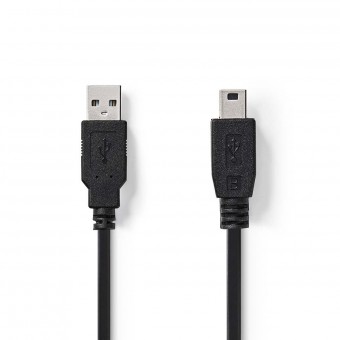 USB-kabel | USB 2.0 | USB-A han | USB Mini-B 5-pins han | 480 Mbps | Nikkelplateret | 2.00 m | Runde | PVC | Sort | Box